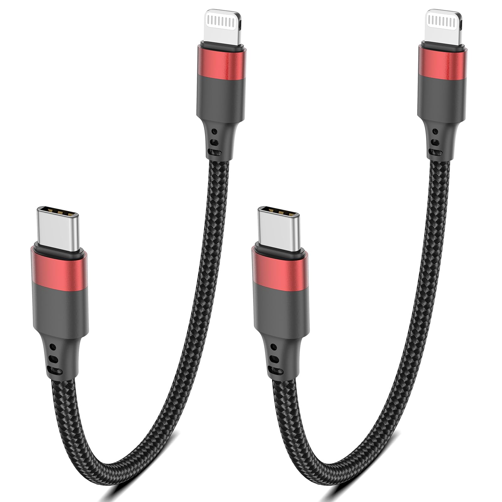 6 inch Short USB C to Lightning Cable [MFi Certified], 0.5ft 2 Pack USBC iPhone Charger Cord Braided Short USB-C to Lightning Cable PD Fast Charging for iPhone 14 13 12 11 Pro Max Mini XR XS SE