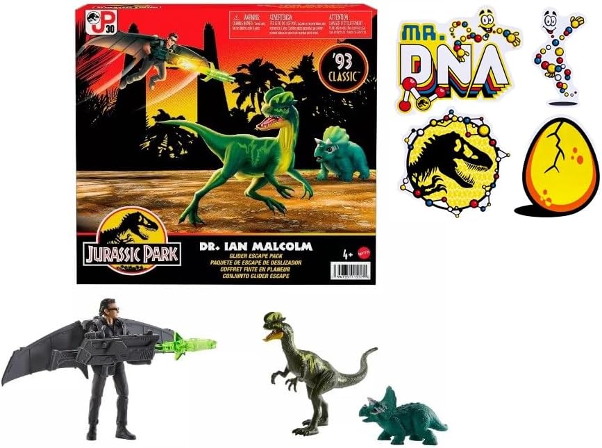 Jurassic World Park 93' Classic with Bonus Sticker (Dr. Ian Malcom - Glider Escape Pack)