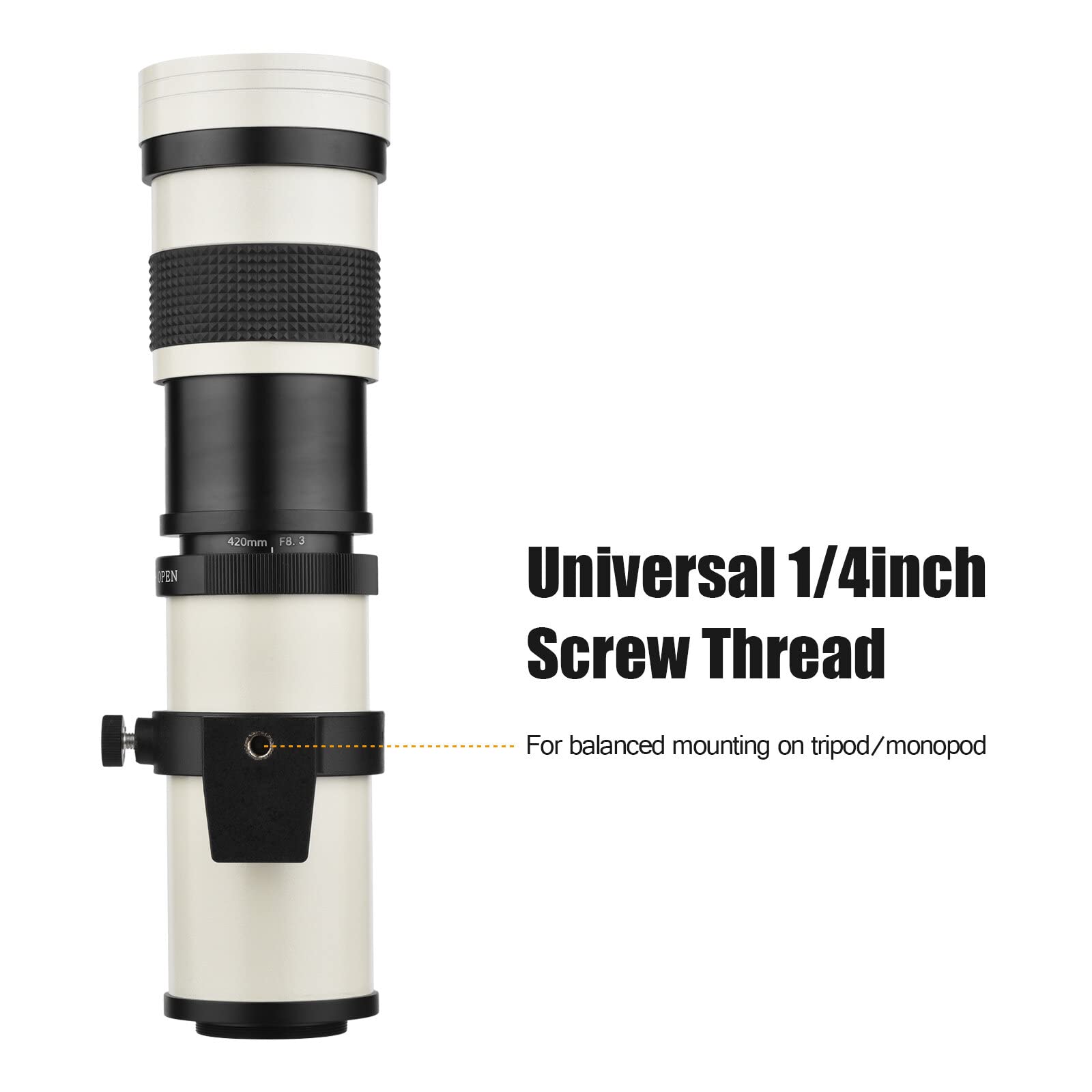 望遠レンズ、420‑800mm F8.3‑16手動集束ズーム Amazon.co.jp: JINTU 420-800mm f/8.3遠 ズーム レンズ