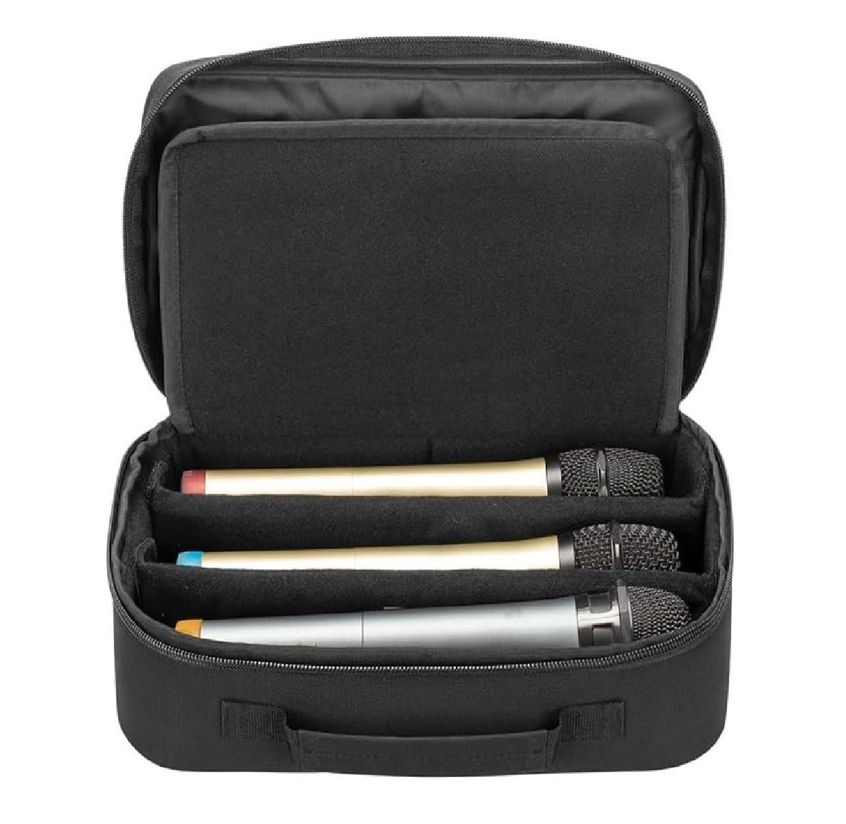 3-Slot Wireless Microphone Carrying Case – Compact, Padded and Durable Storage Bag for 3 Microphones up to 11 Inches. Portable Mic Case.-image-9