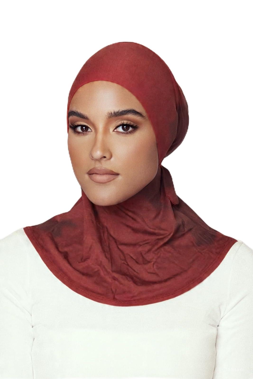 NAZNEEN Stretchable Cotton jersey Bun Instant WHITE Under Hijab Cap with Tie