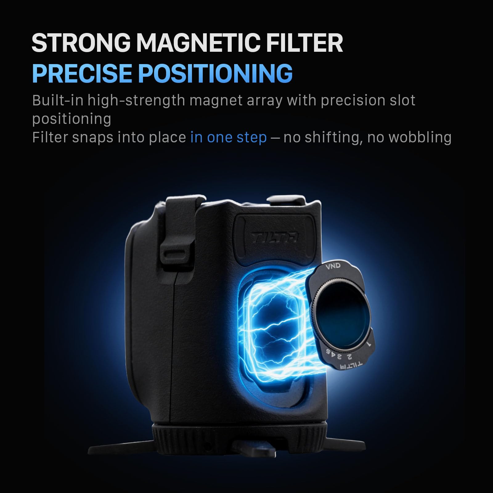 Tilta Base de Filtre Magnétique Compatible avec DJI Osmo Pocket 4, Support Rotatif Rangement Filtres avec Trépied, Plaque Arrière Magnétique Compatible MagSafe, Peut Contenir 3 Filtres TA-T65-FSE-B