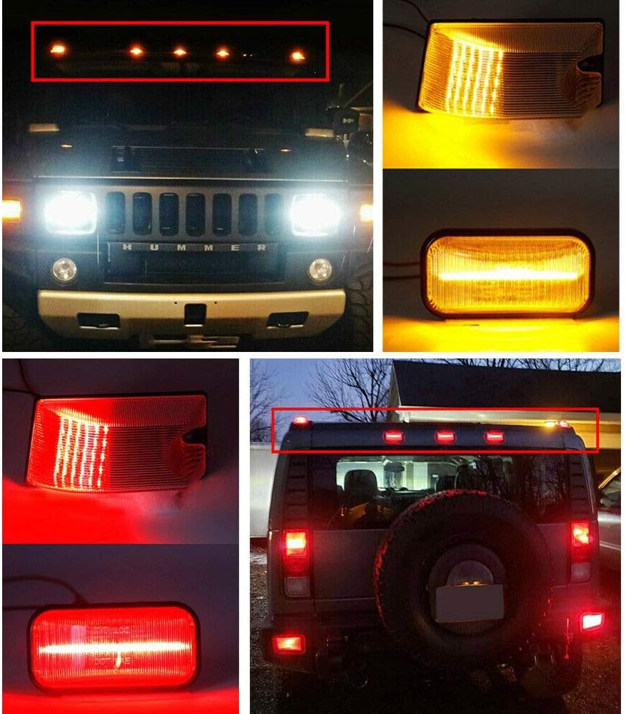 LED Cab Roof Marker Light Kit For Hummer H2 2003-2009,H2 SUT 2005 2007 2008 2009 Clearance Marker Top Lamp Replacement OEM Hummer Roof Lamps