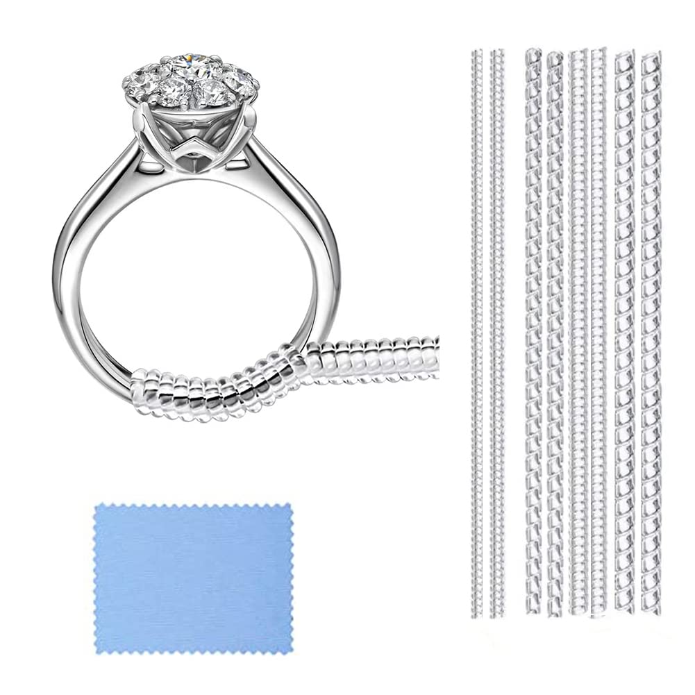 Ring Sizer Adjuster for Loose Rings,8pcs Different Sizes Invisible Transparent Ring Spacer Silicone Tightener (Transparent)