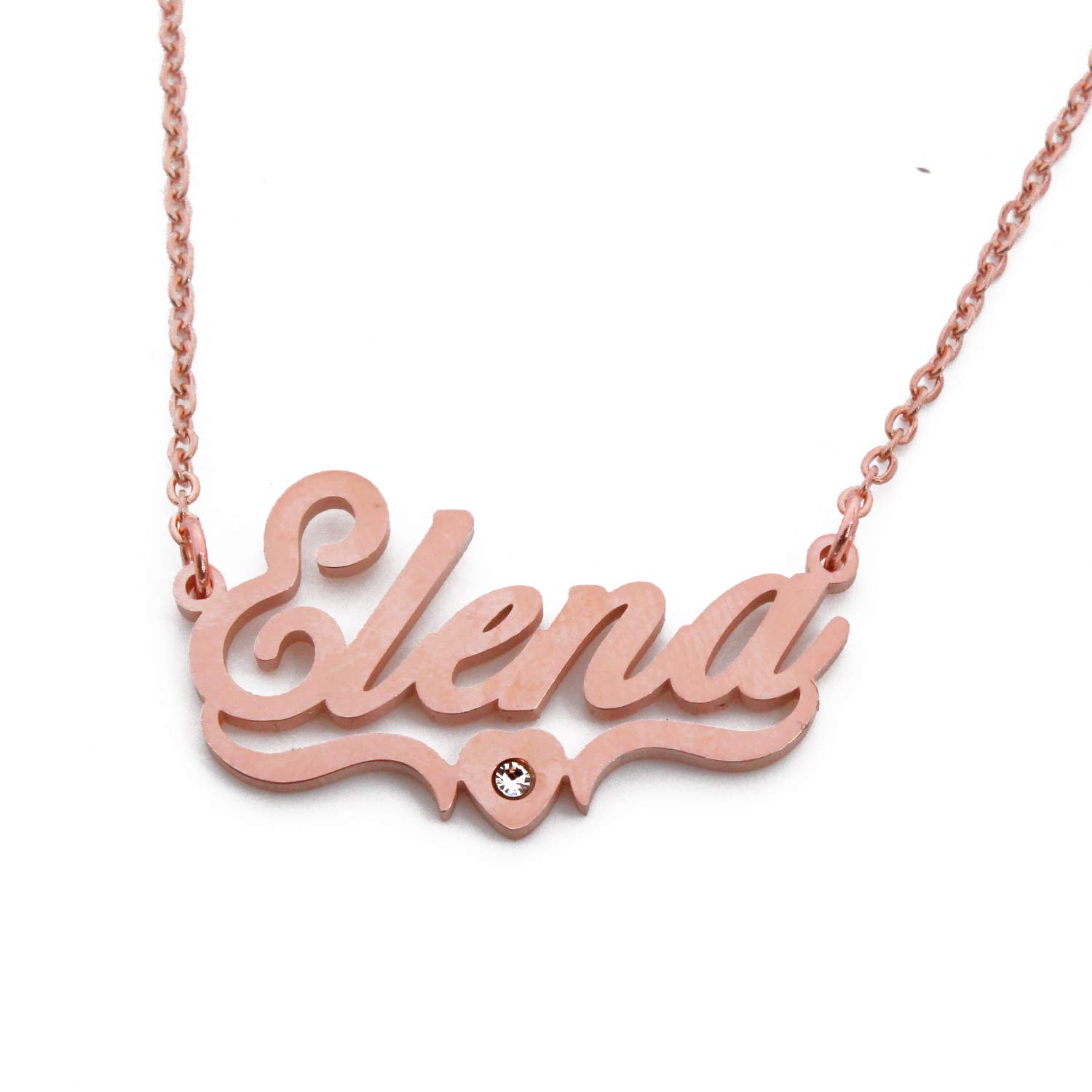 Elena Personalised Heart Shaped Name Necklace Adjustable Chain