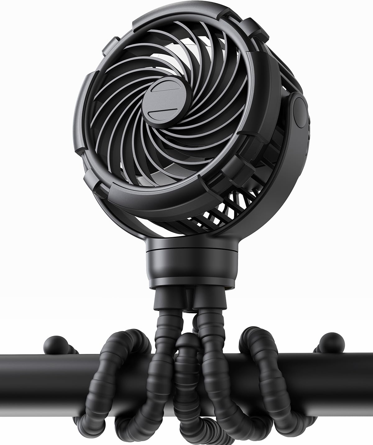 TUNISE Stroller Fan, Rechargeable with TYPE-C Port, 4000mAh, 360° Rotatable, 3-Speed, Flexible Tripod, Clip Anywhere for Baby's Comfort - Durable and Easy to Clean