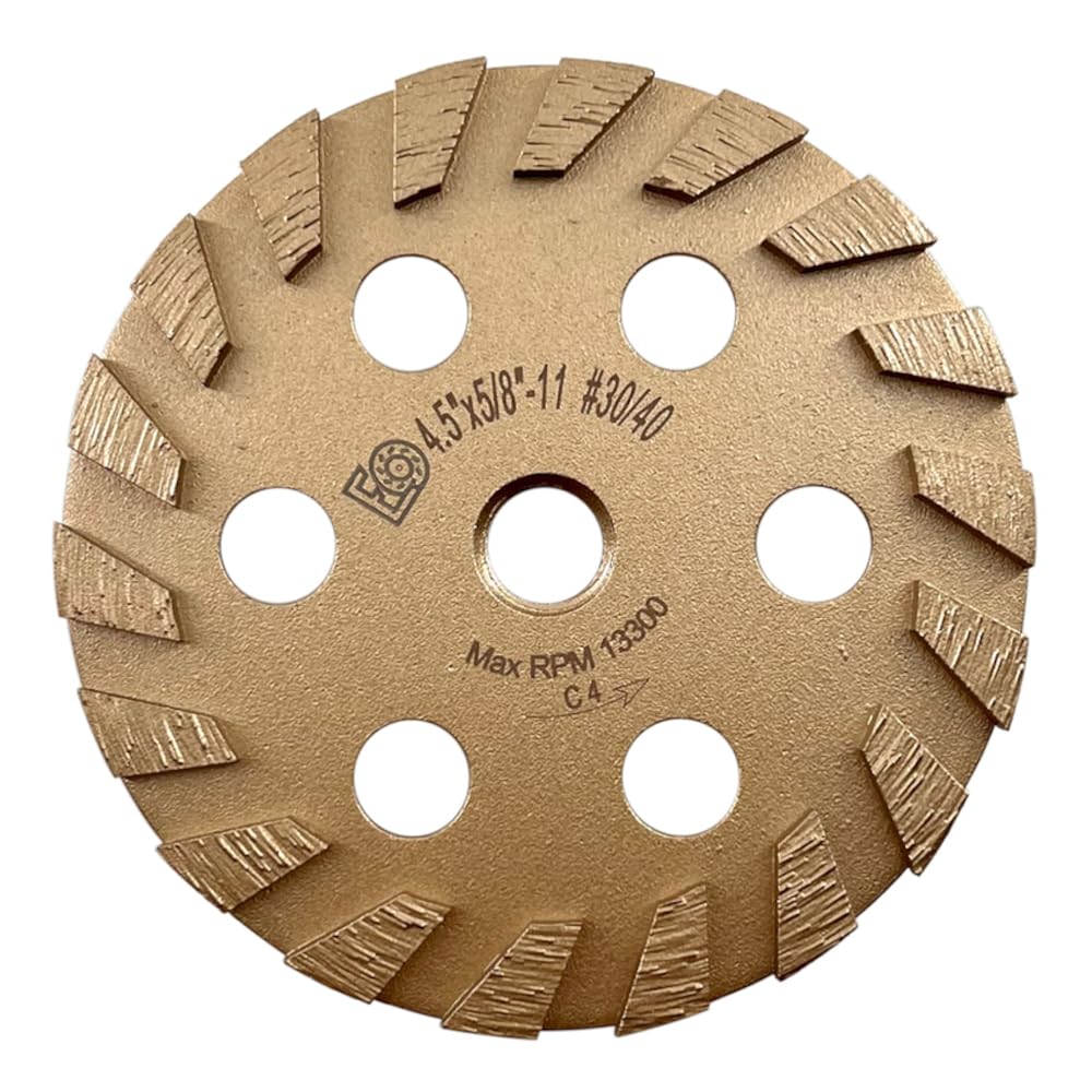 4.5" Concrete Grinding Wheel, 18 Turbo Segments, 5/8"-11 Threaded Arbor