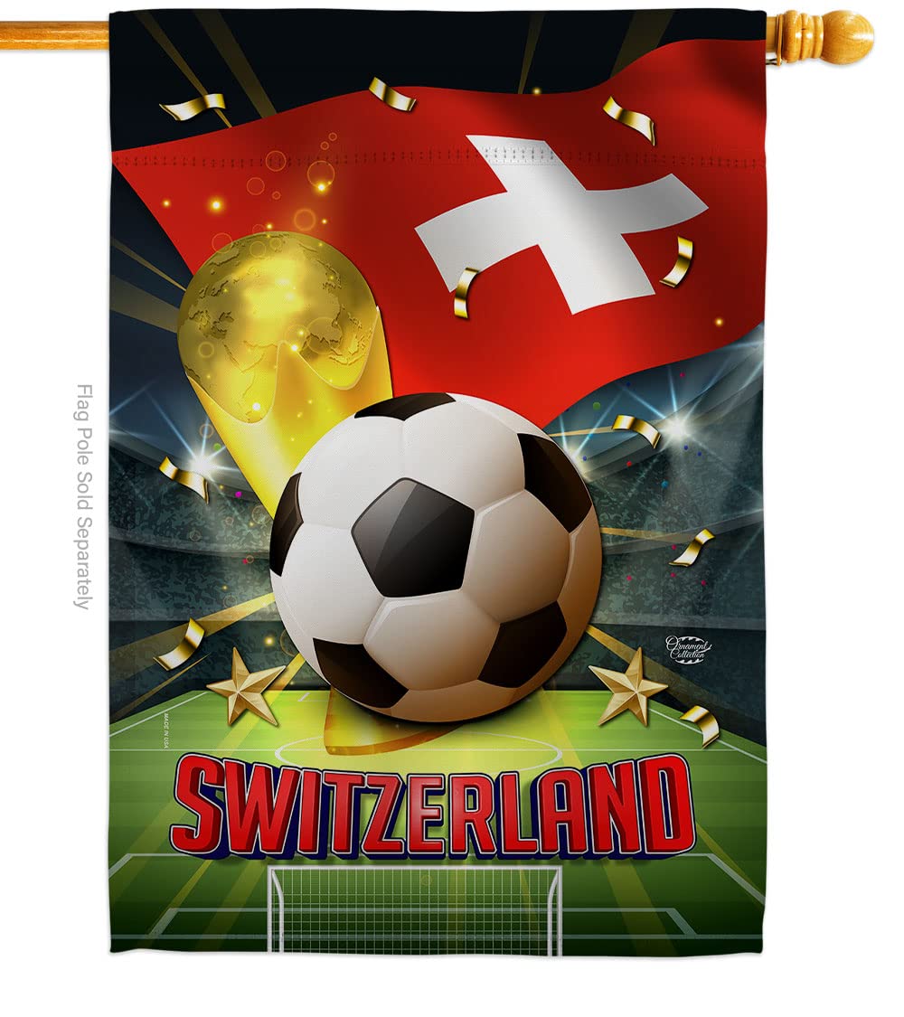 World Cup Switzerland House Flag Sports Soccer Game Goal Ball Football Entertainment Activity Physical Small Decorative Gift Yard Banner Made In USA