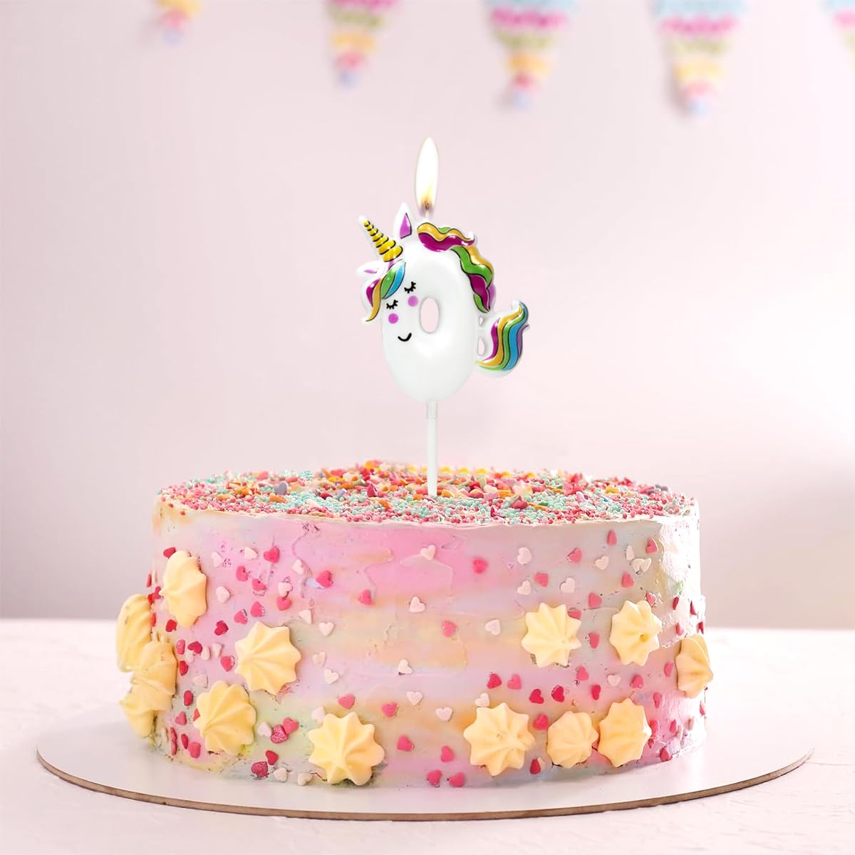 Candela di compleanno a forma di unicorno: decorazione per torta
