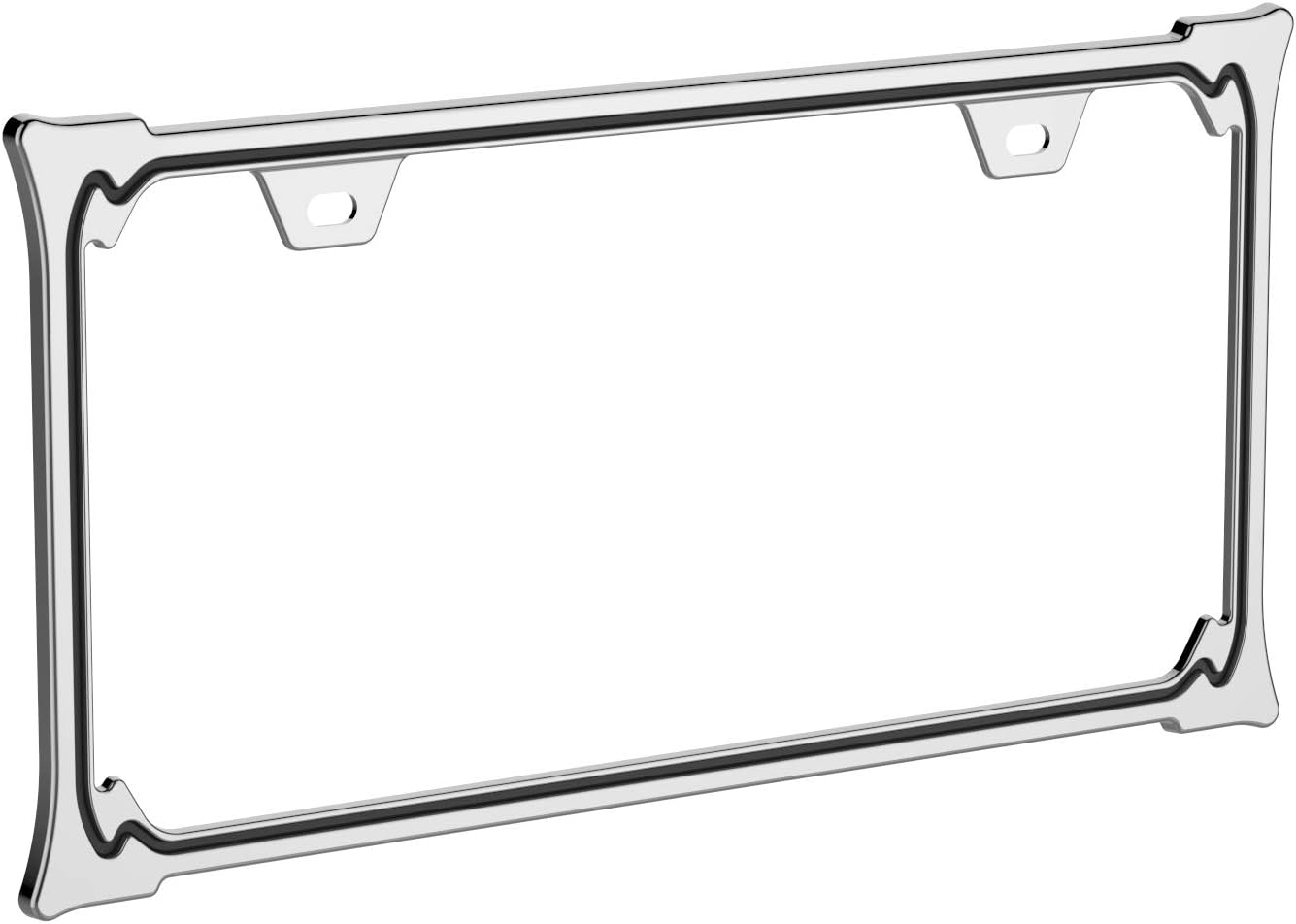 3D Chrome License Plate Frames, Pure Zinc Alloy Metal (3D Horn Pattern) image 4
