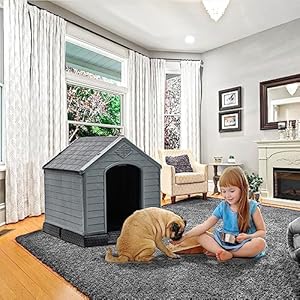 Yitahome 345 Large Plastic Dog House Outdoor Indoor Doghouse Puppy Shelter Water Resistant Easy Assembly Sturdy Dog Kennel with Air Vents and Elevated Floor 345l31w32h Black+gray Cucciolini Doodles Yitahome 34 5 large plastic dog house outdoor indoor doghouse puppy shelter water resistant easy assembly sturdy dog kennel with air vents and elevated floor 34 5l31w32h black+gray cucciolini doodles