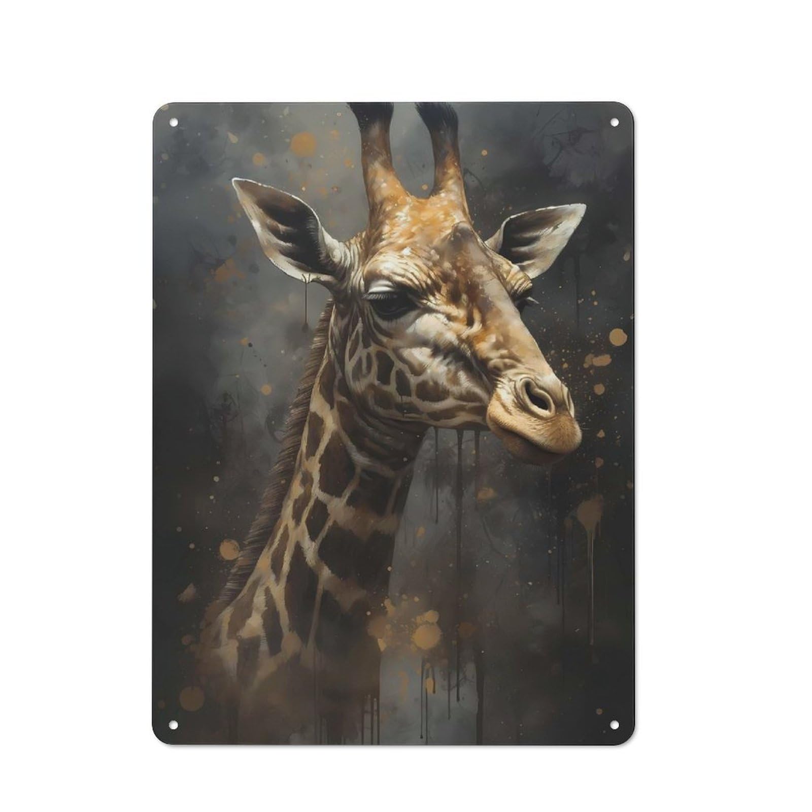 Junmoney Style-14 Metal Gift Sign With Giraffe Imaginative Play Design 40X30cm, Character Room Wall Plaque For Flat, Dorm Room, Lounge Or Cafe