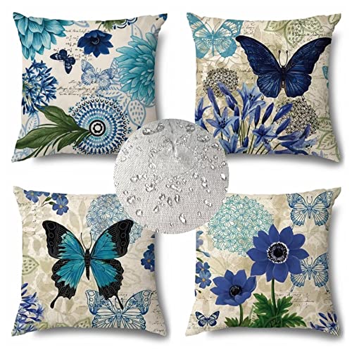 Bleu coussin mobilier de jardin extérieur imperméable 30x30 - 2