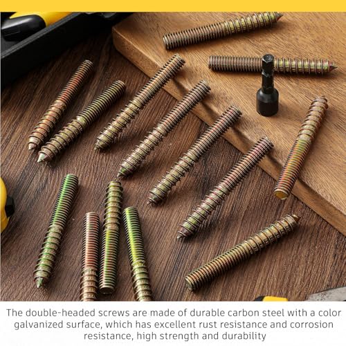 Image of Hicarer 50 Pack 5 /16-18 x 2 Inch Hanger Bolts Double Headed Bolts with Driver Self Tapping Screw Threaded Rod Screws for Furniture Double Headed for Wood Furniture Joint