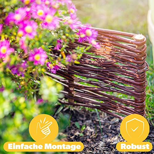 KADAX Palisade aus Weide, natürlicher Weidenzaun, handgemachter Weidenflechtzaun, Gartenzaun für Wegabgrenzung und Beete, Zaun Rasenkante (10 Stück 120x40cm)