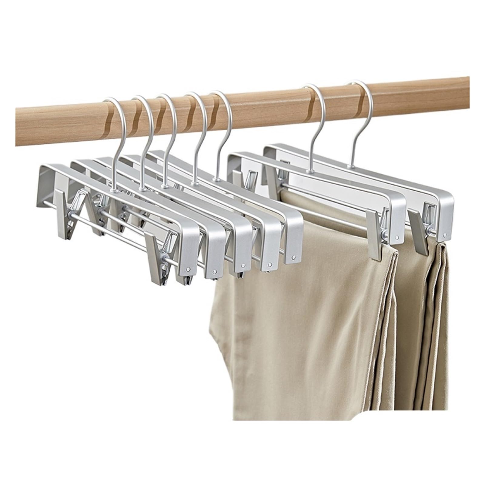 Trouser Hangers 5pcs Pants Socks Women Skirt Display Storage Rack Household Drying Hanger With Movable Anti-slip Clothespin
