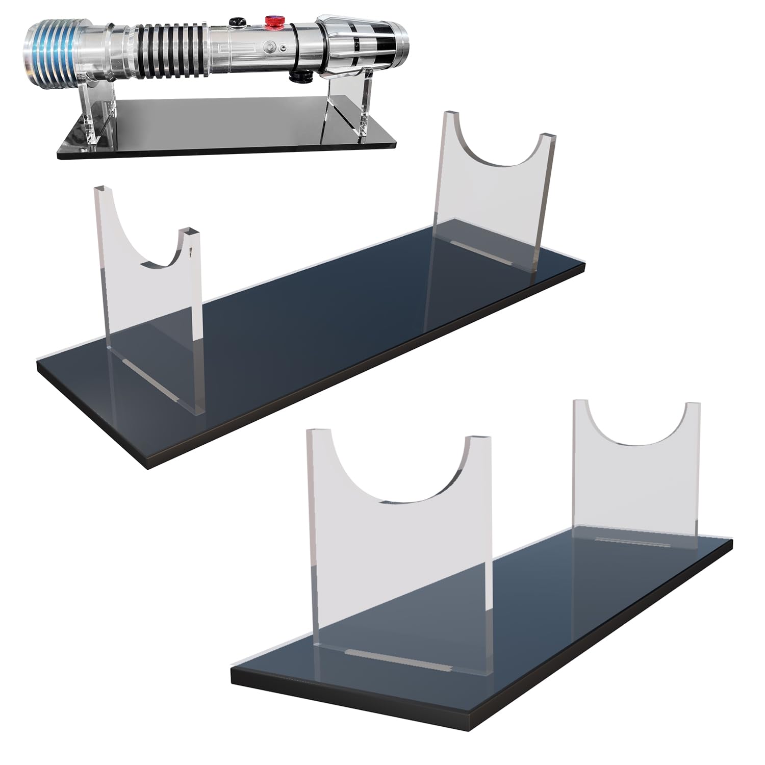 KAKABUBBLE Acrylic Sword Stand - 1pcs or 2pcs Desktop Sword Display Holder, Transparent Stand for Swords, Daggers, Wands & Collectibles, Black Base,