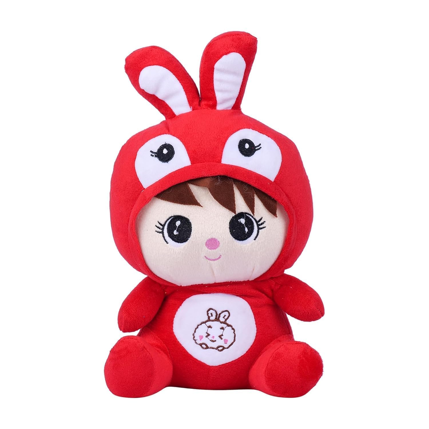 Swarah Super Soft Plush Toy – Ultra-Cuddly Stuffed Animal for Kids & Adults for Birthdays, Baby Showers, Christmas, or Valentine's Day (Red Bunny 25cm)