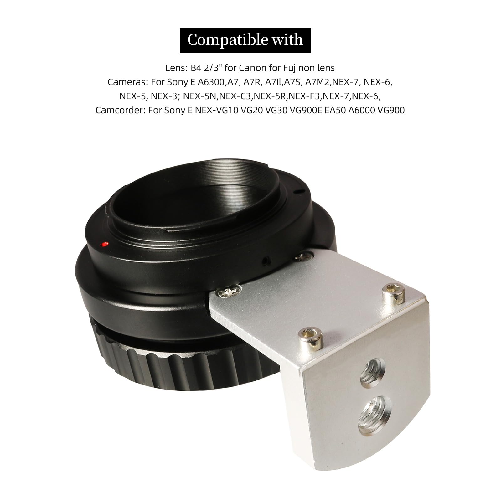 B4-NEX Objektivadapterring, Metall-Doppeladapter für B4 2/3"-Objektive an NEX E-Mount Kamera, manueller Fokus