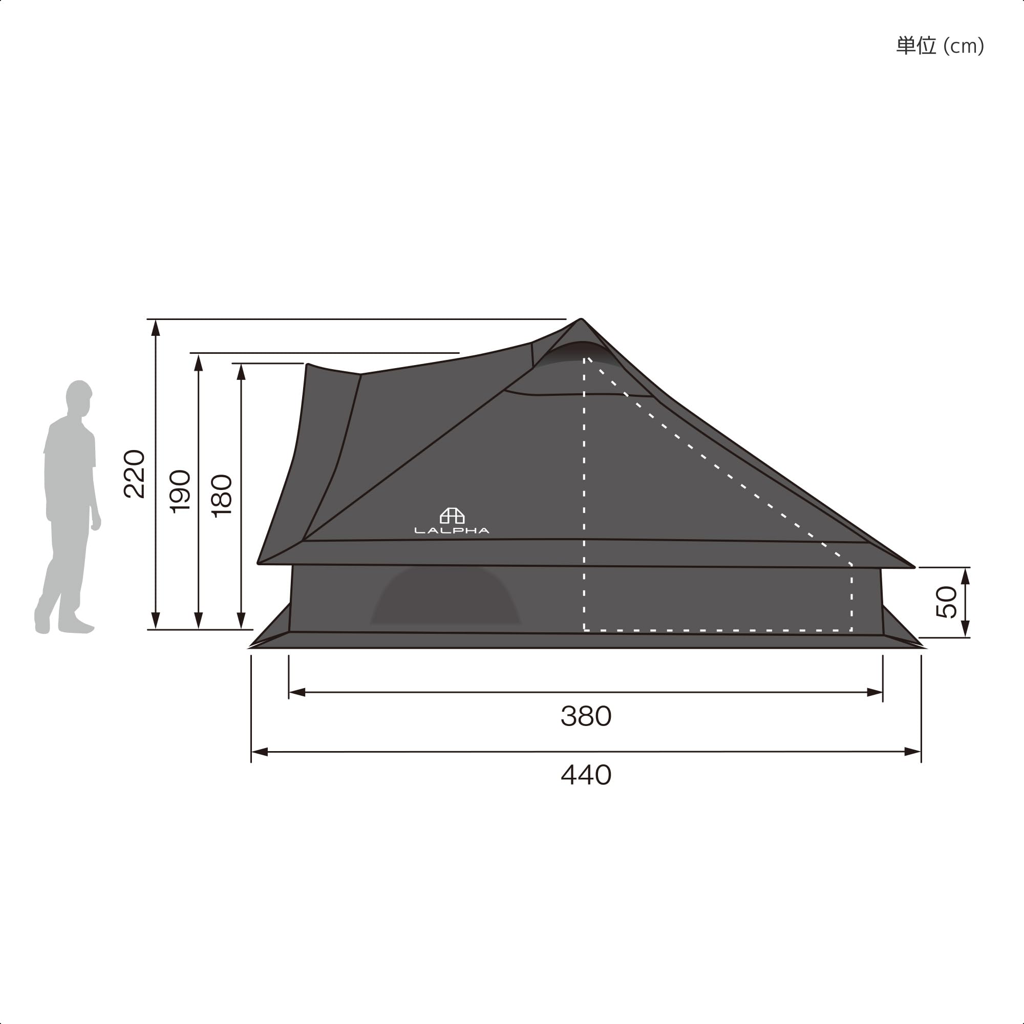 Amazon.co.jp: LALPHA TP-400BK One Pole Tent with TC Material, Side