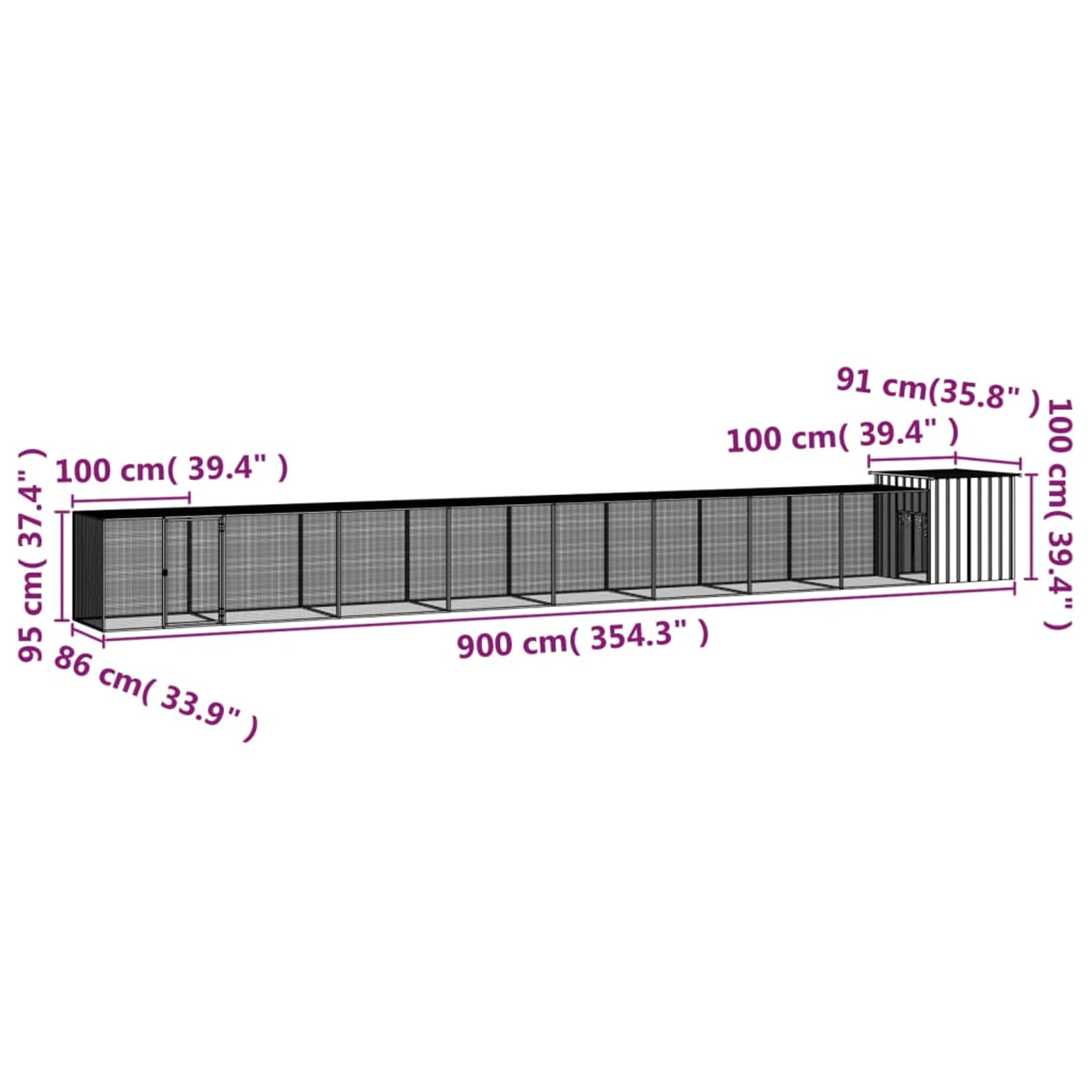 Klatka dla kur Stal ocynkowana Antracyt 900x91x100 cm, Klatki dla Królików, Klatka Świnki, Klatka chomika, Klatka dla kotów, Klatka Szynszyla, Skrzynia dla Królików - SPU:3106458