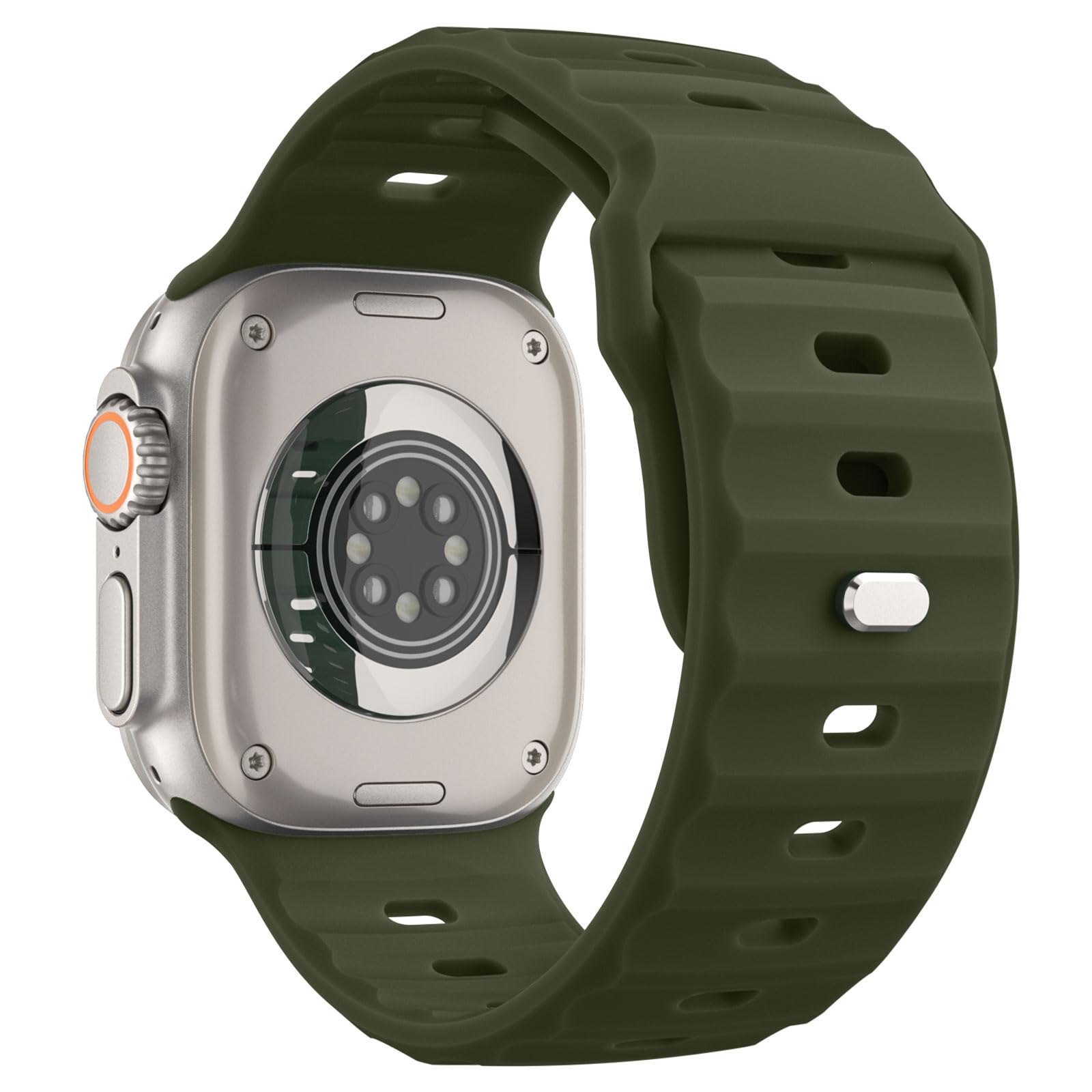 MoKo Ocean Band Compatible with Apple Watch Ultra 3/2/1 49mm,S11/S10 46mm,9/8/7 45mm,SE3/SE2/SE/6/5/4 44mm,3/2/1 42mm,Silicone Replacement Strap Wrist Band for Men Women Army Green