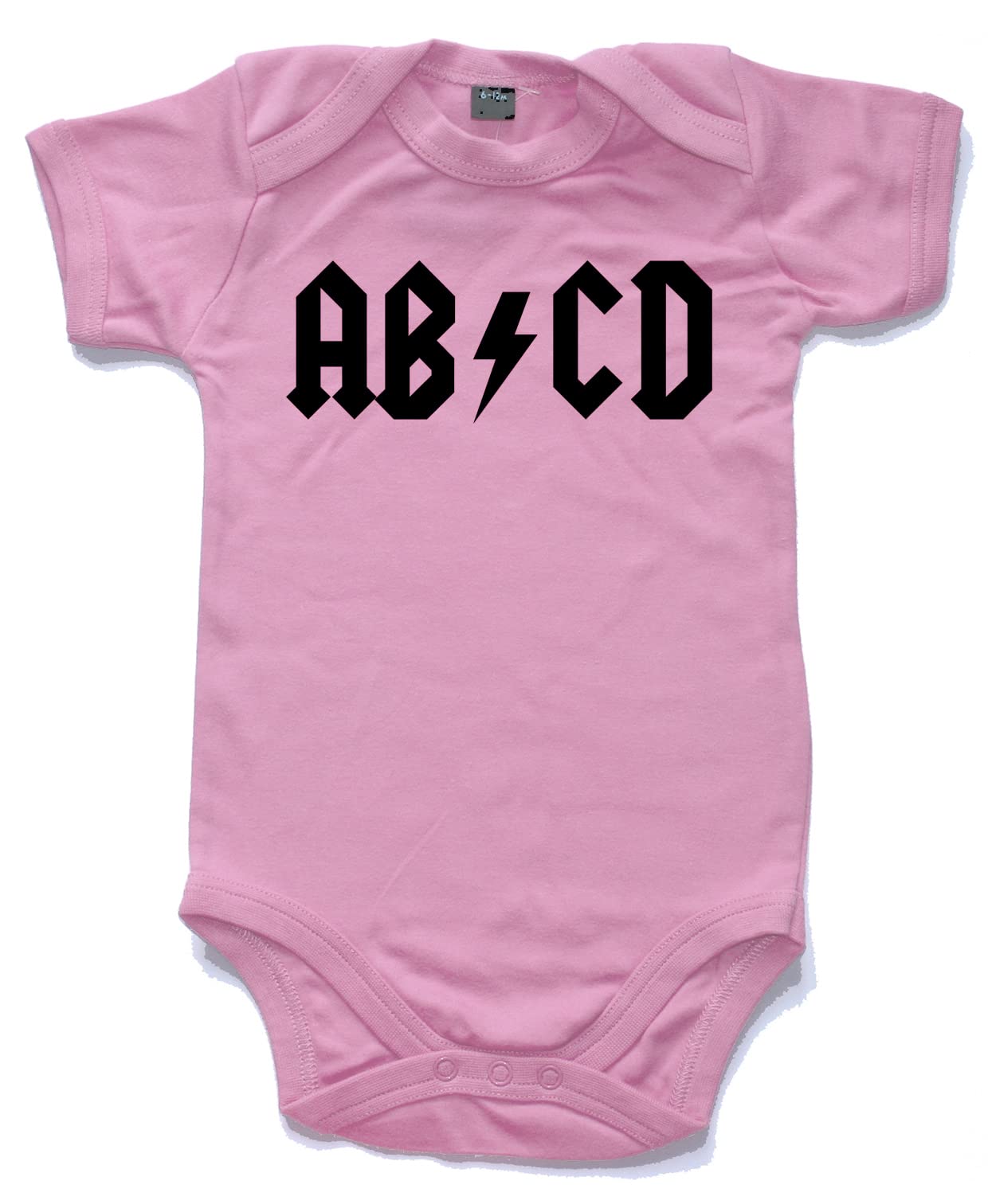 Naughtees ABCD babygrow babysuit bubblegum pink 3-6 months