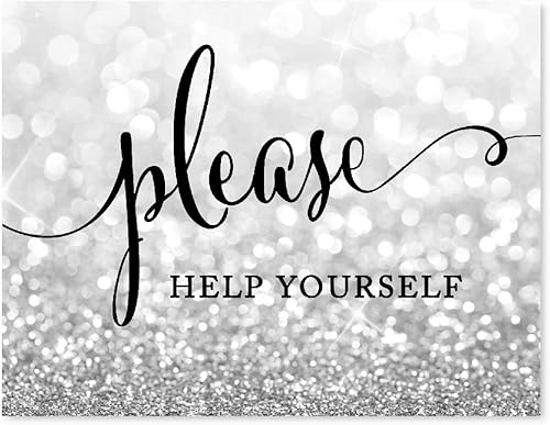 Miniatura 27 de Andaz Press Letreros de fiesta de boda, purpurina plateada brillante, 8.5 x 11 pulgadas, letrero de mesa de postre de recepción de barra de Food