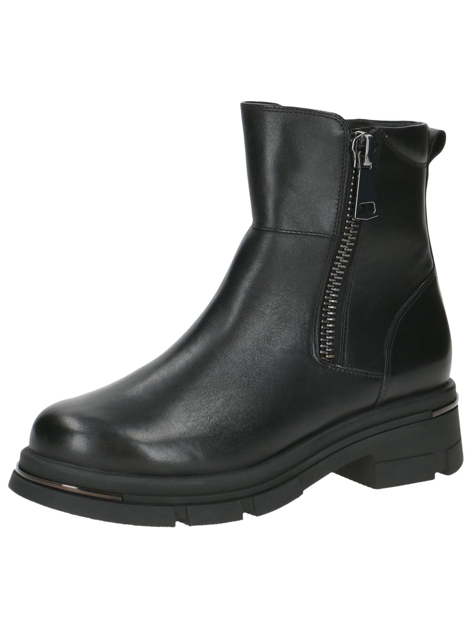 CAPRICE Women's heeled leather ankle boots with zipper, Black (Black Nappa), 6.5 UK