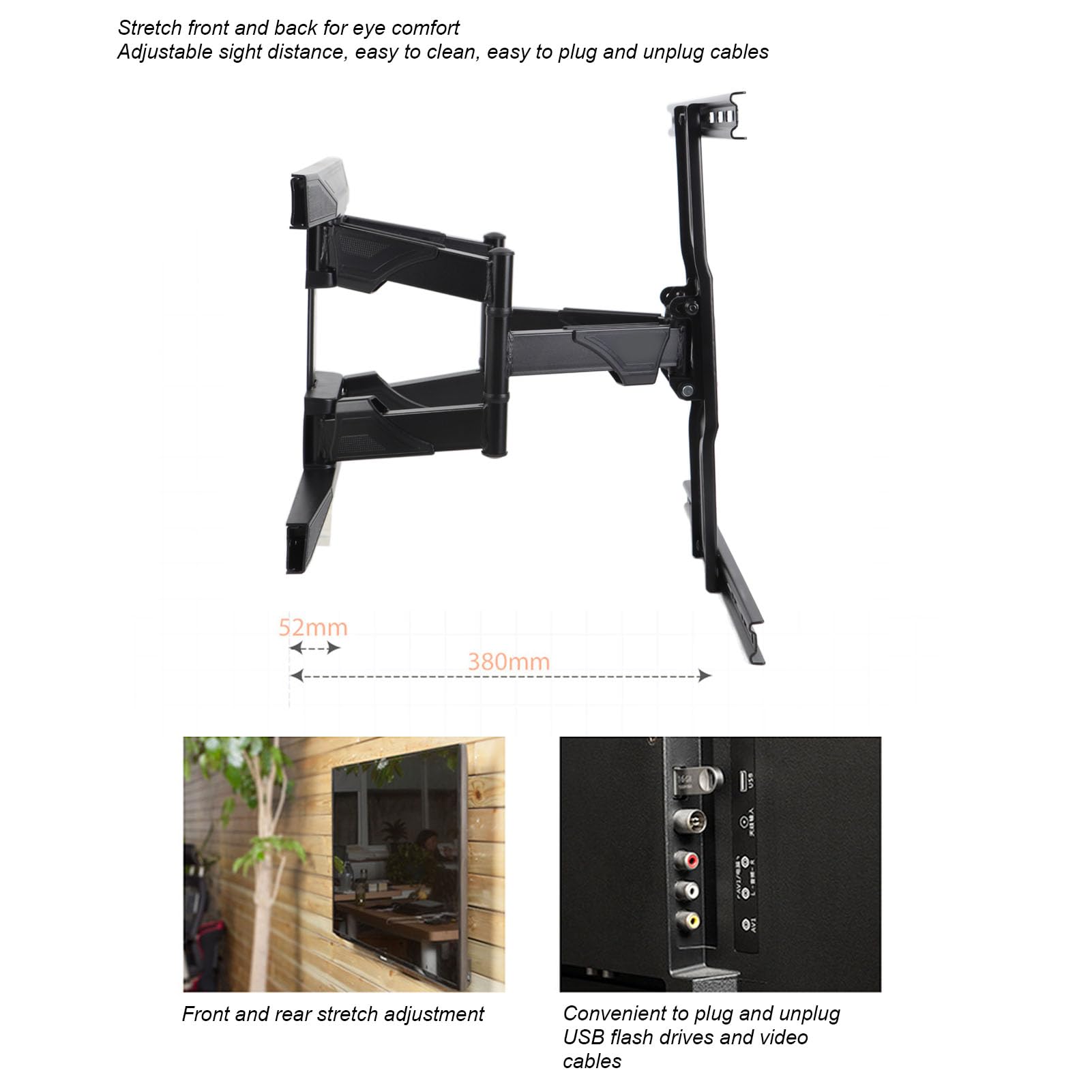 Soporte de Pared para TV de Movimiento Completo para Televisores de 40 a 80 Pulgadas de hasta 100 Libras, Soporte de Montaje en Pared, Soporte de TV Giratorio e Inclinable, para