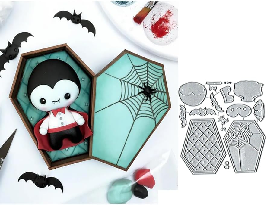 Miniatura 3 de Troqueles de corte de metal de vampiros de Halloween, troqueles de corte de vampiros de Halloween, tarjetas de papel, plantillas de corte para