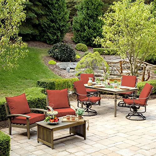 Image of Arden Olefin Outdoor Deep Seat Cushion Set (2-Pack), 24 in x 24 in, Weather-Proof, Rain-Proof, Fade Resistant Patio Cushion for Chair, Sofa, and Couch Sedona Woven Texture