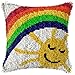 HHHU Kit di Federe con Gancio A Gancio Copricuscini Set di Ricamo per Cuscino Punto Croce Gancio per Tappeti con Gancio per Adulti E Principianti Il Piccolo Sole Nell'Arcobaleno (42 × 42 Cm)