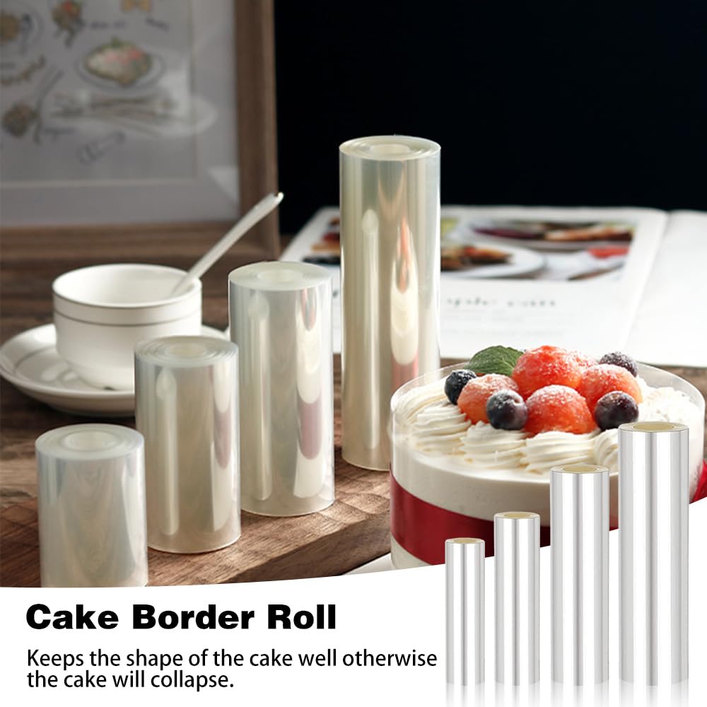 60m Tortenrandfolie Set - 6 Rollen PET Backfolie Für Mousse & Sahnetorten | 6cm/8cm/10cm Höhe