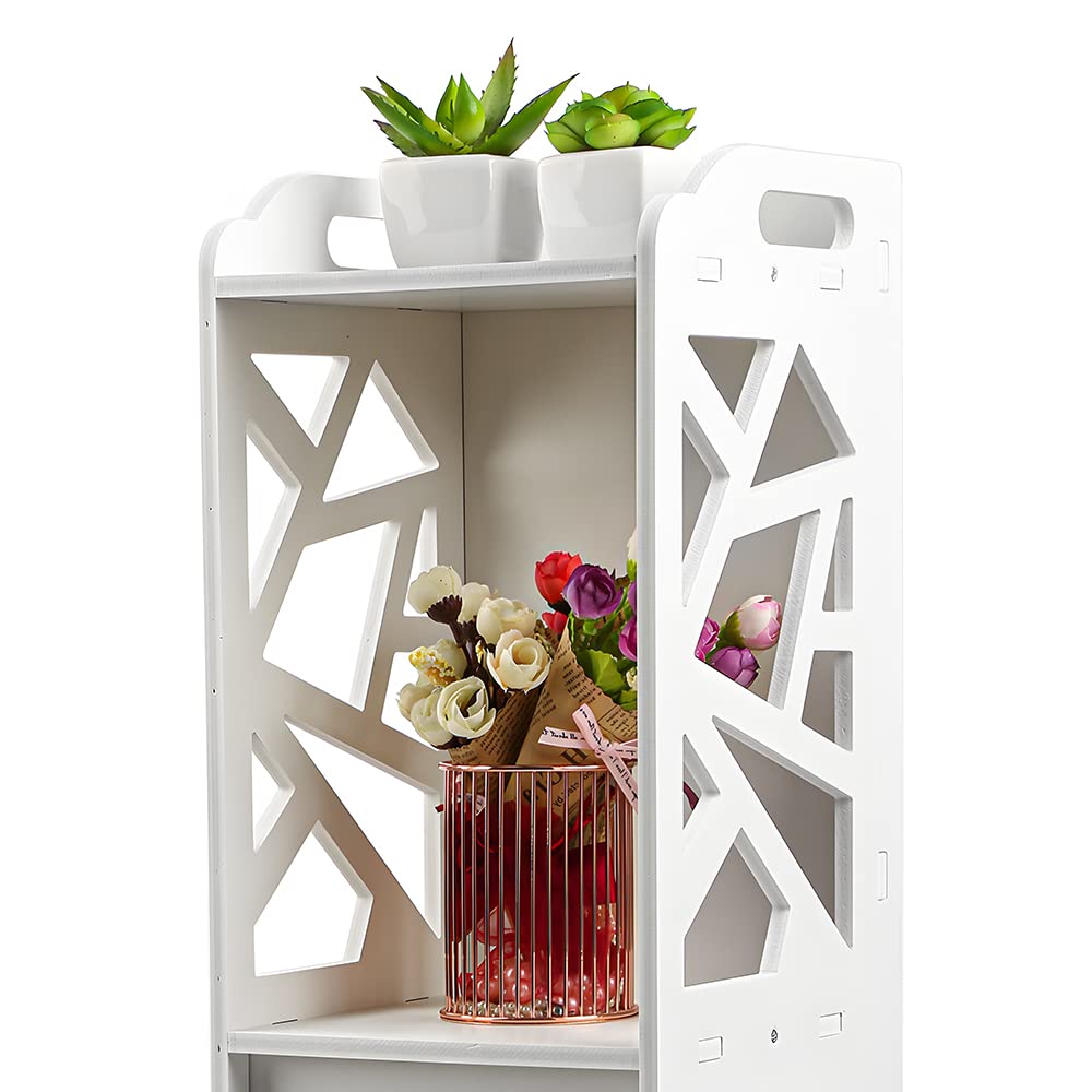 XUANYU 4 Niveaux Petit Colonne Armoire De Salle De Bain, Meuble De Rangement Pour Toilettes, Support Pour Papiers, Porte-Papier, Blanc-17×15×78 Cm