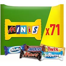 Mixed Minis Chocolate Bulk Pack with 71 Mini Chocolate Bars Snacks Mars Snickers Bounty Twix Milky Way Chocolate Gift Candy Box 1400 g