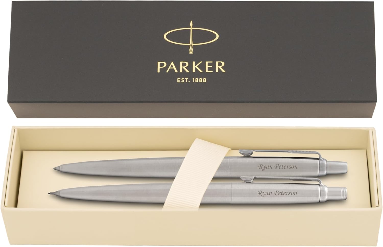 Parker Jotter Ballpoint Pen, Waterloo Blue, Personalized Laser Engraving, Blue Ink, Official Parker Gift Box, Graduation and Retirement Gift for Men and Women