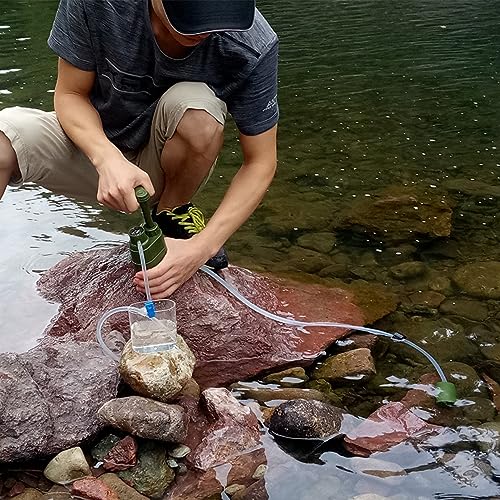 NBVNBV Wasserfilter Outdoor, 5000L Survival Camping Wasserfilter für Trinkwasser, Tragbarer Wasseraufbereiter für Prepper Notfall Ausrüstung (Armeegrün)