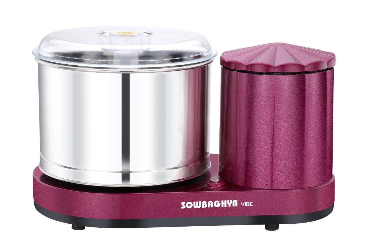 Sowbaghya Vibe 2Ltr Table Top Wet Grinder(Metallic Pink) | Heavy Duty Motor | Ideal for Your Kitchen | 2Ltr Wet Grinder for All Kinds of Batter for South Indian Dishes-image-4