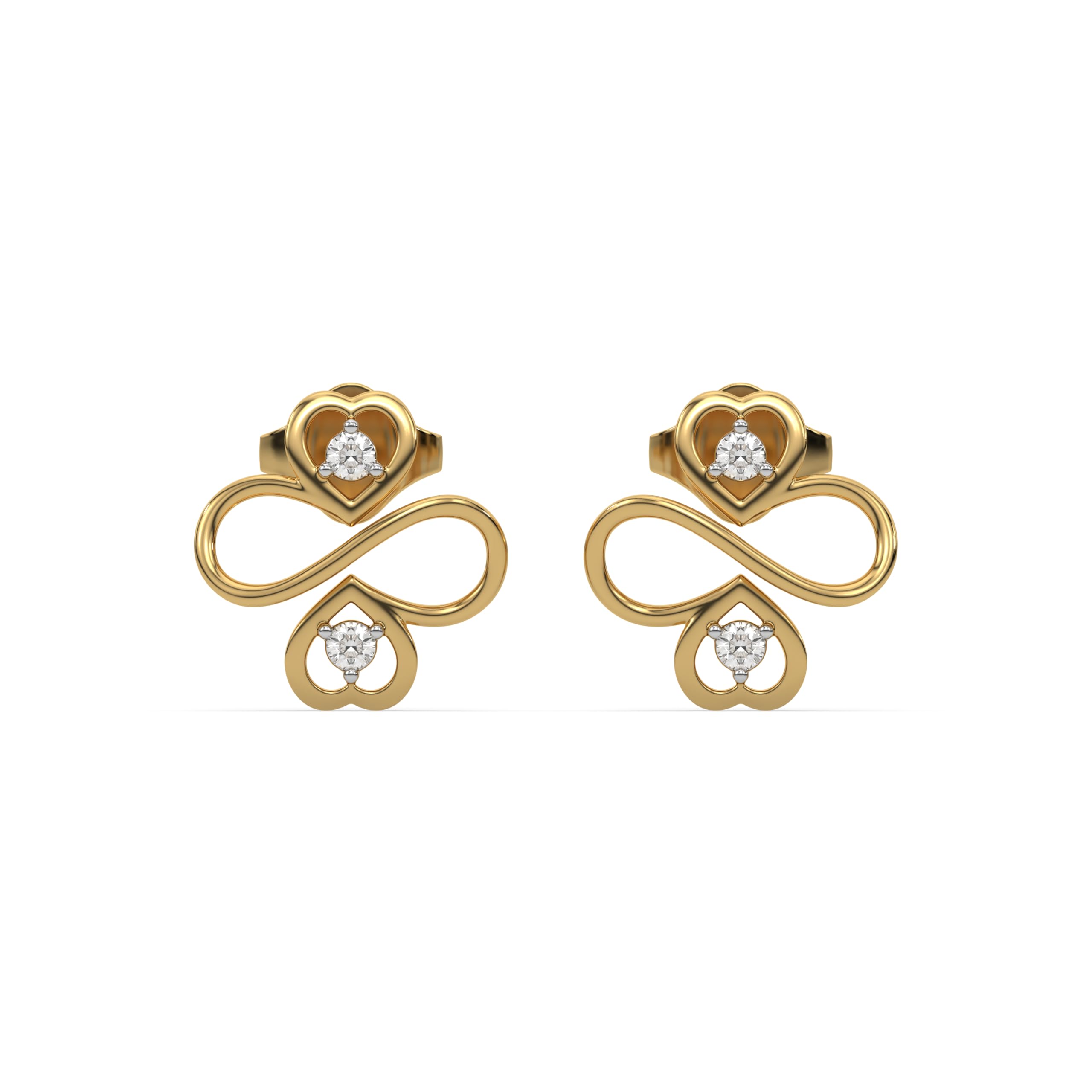Infinity Clover Stud Earrings Hypoallergenic in 18kt Yellow Gold Vermeil on 925 Sterling Silver in Ready to Gift Jewelry Box-fine-jewelry-image-1