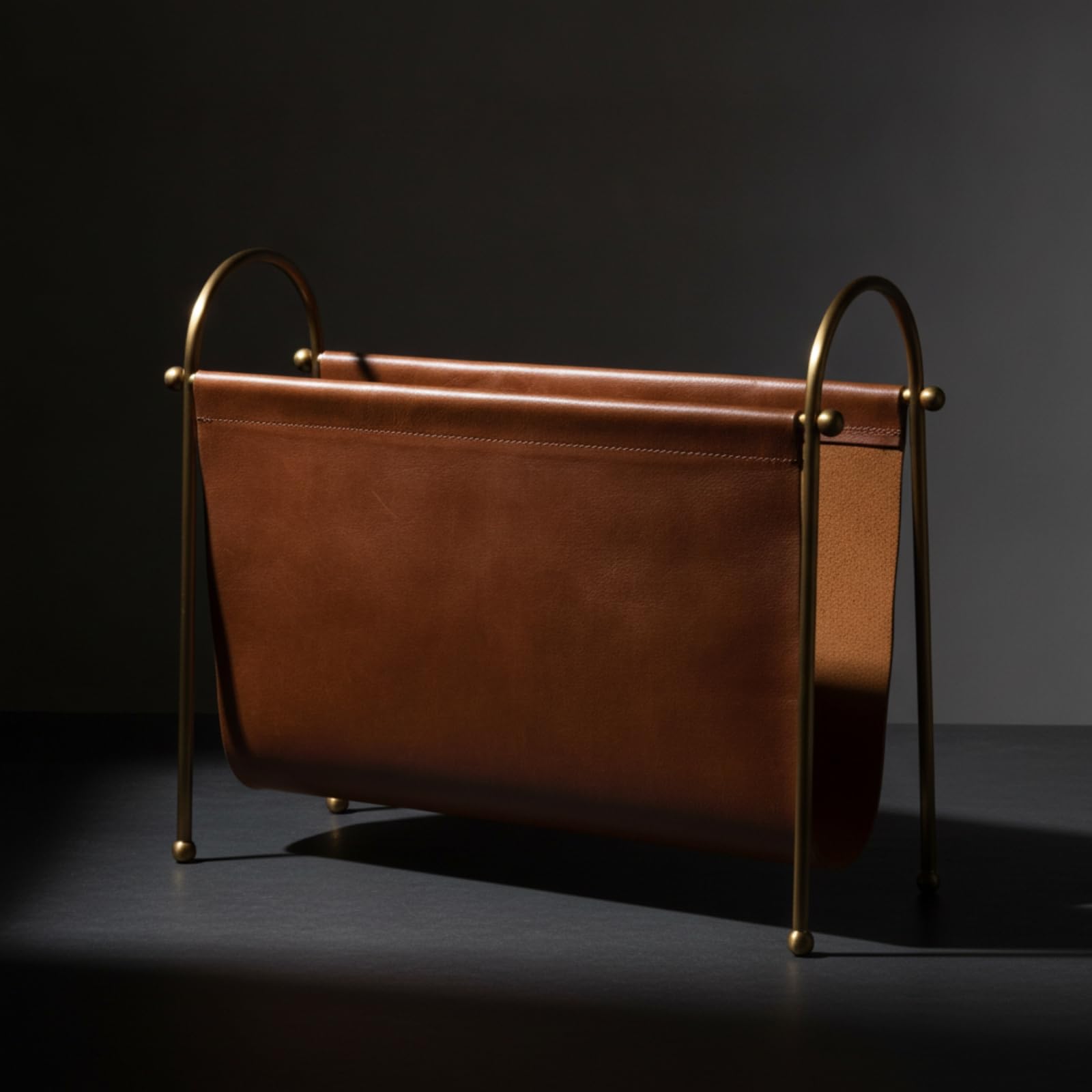 Revistero Soporte Periódicos Archivador Organizador Portadocumentos con Marco Metálico y Bolso Símil Cuero Estable y Ahorrador de Espacio Adecuado