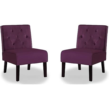 US Pride Furniture Velvet Armless Accent Chair with Button Tufted Pattern & Premium High-Density Foam