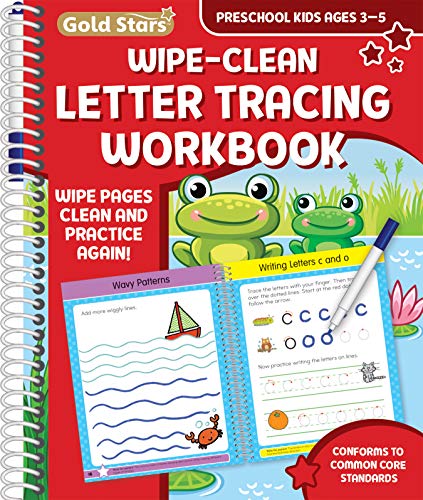 Image of Wipe Clean Letter Tracing Workbook for Preschool Kids Ages 3-5: Practice Pen Control, the Alphabet, Handwriting, Wipe Off Pen Included (Gold Star Series)