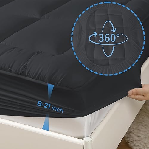 Miniatura 5 de YUGYVOB Cubrecolchón Queen - 600GSM Extra Grueso Refrescante y Transpirable Cubrecolchón con Bolsillo Profundo 8"-21" y Relleno Alternativo de