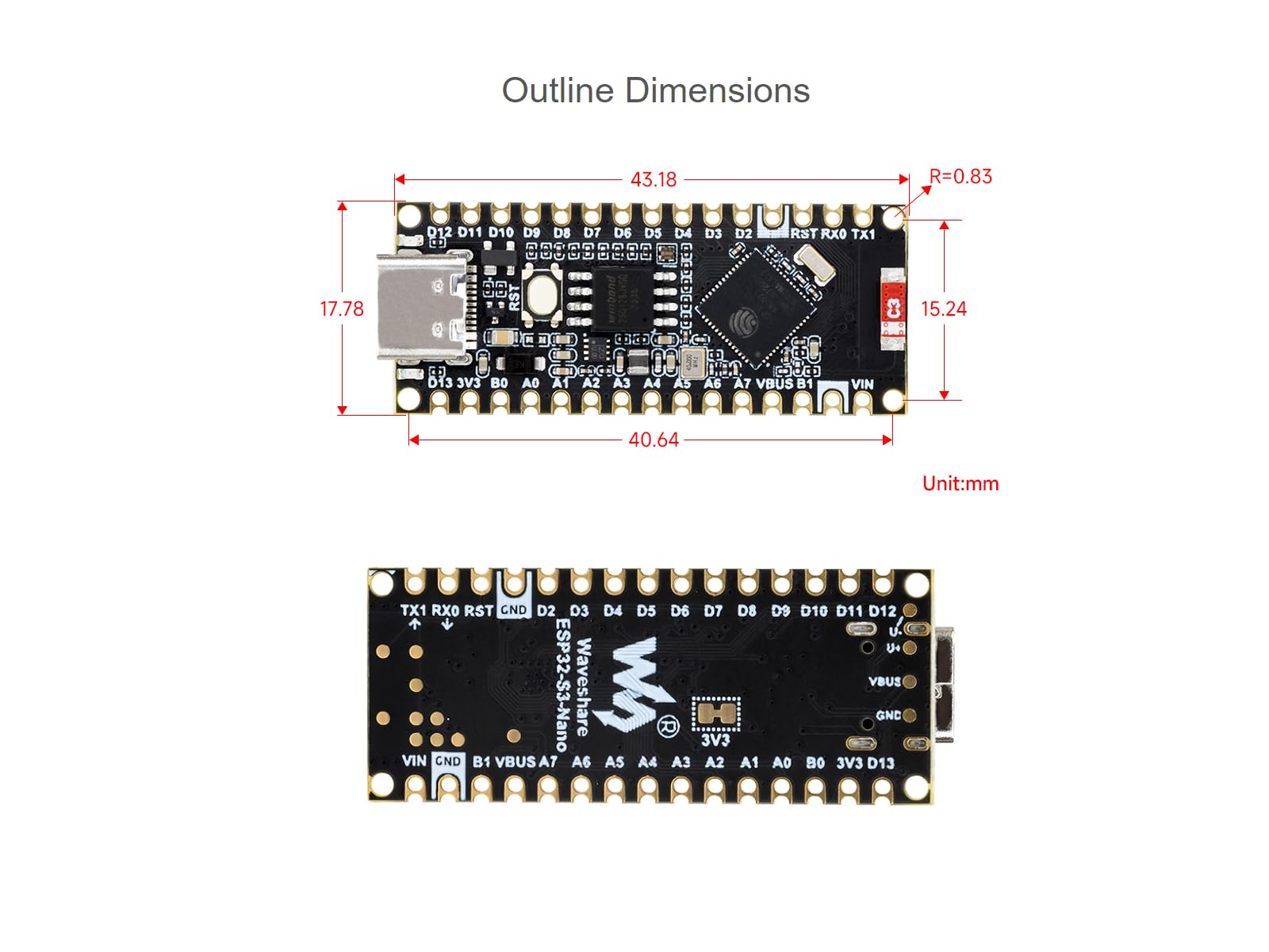 ESP32-S3-Nano Development Board Onboard Microcontroller ESP32-S3R8 Compatible with Arduino Nano ESP32, 2.4GHz Wi-FI and Bluetooth Le Dual-Mode Wireless Communication