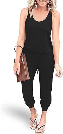 PRETTYGARDEN Womens Jumpsuit Casual Summer Romper 2025 Sleeveless Tank Lounge Cruise Airport Outfits Vacation Clothes