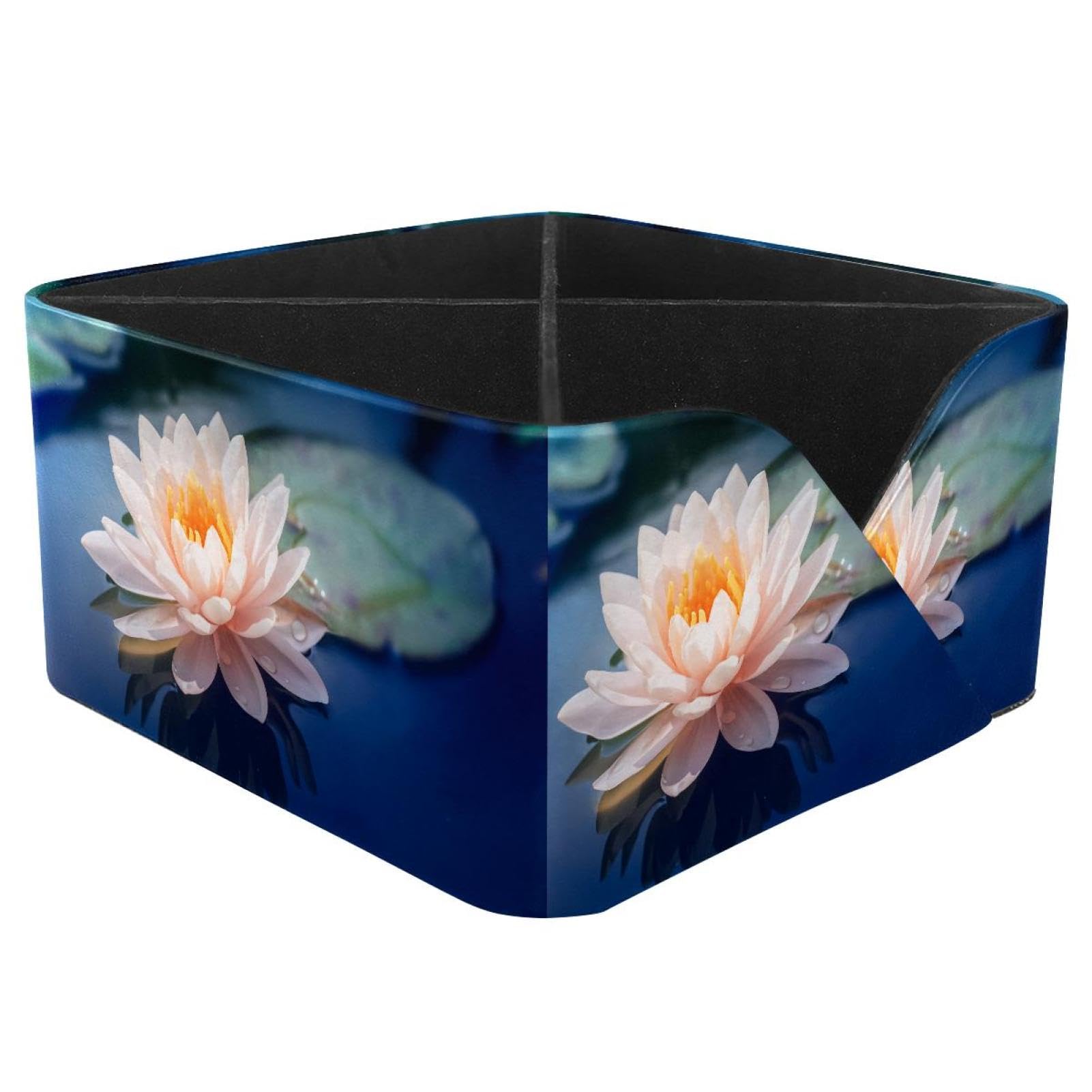 KengjuTesu Lotus Flower Desktop Organizer Pen Holder, Rectangular Pencil Cup for Office, Study and Makeup Stations