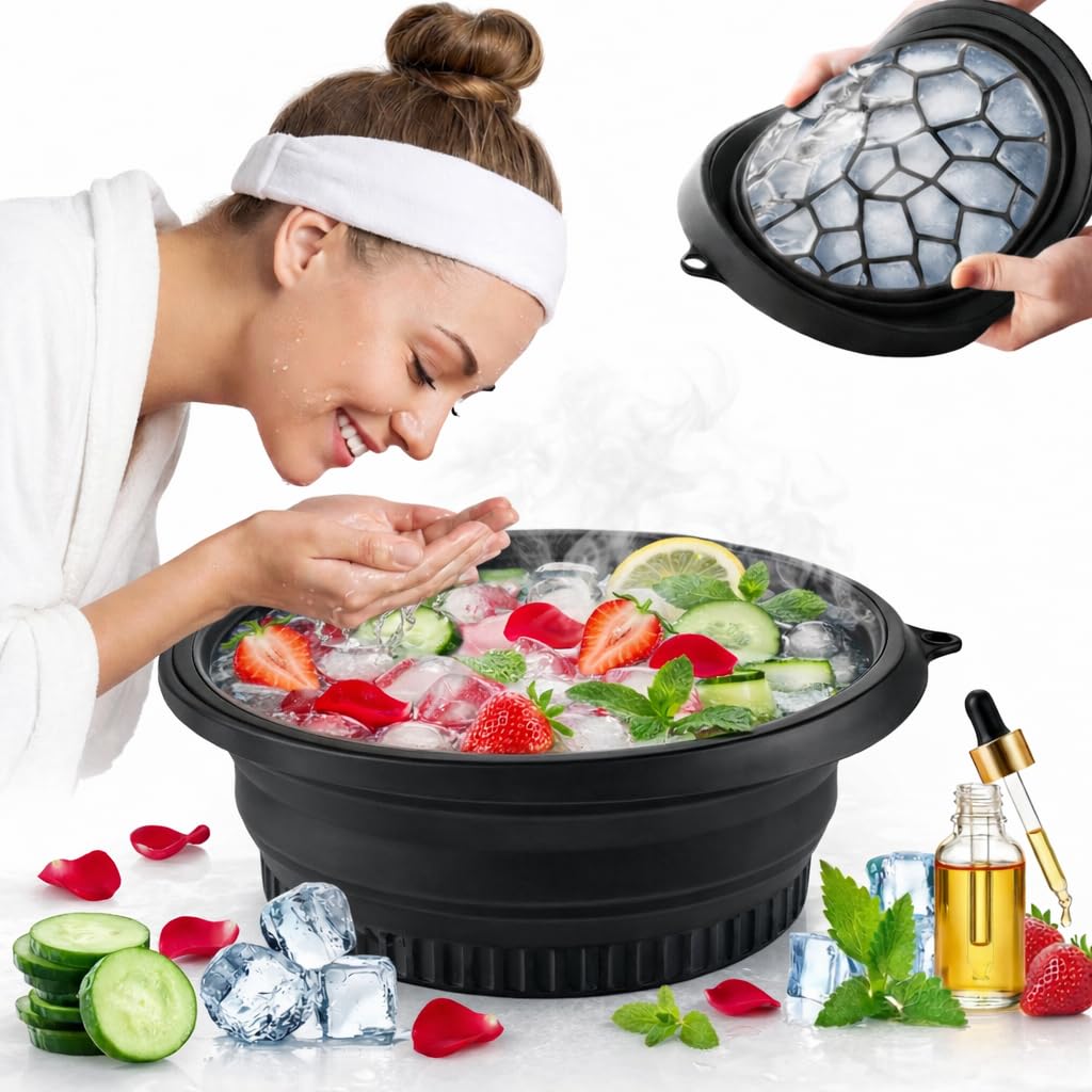 Facial Bowl for Ice with Built-in Ice Tray – Collapsible Silicone Facial Ice Bath Bowl for Cold Plunge Therapy, Skin Tightening & Acne Relief – Portable Spa Tool for Home & Travel (Facial Ice Bowl Pack Of 1)-image-18