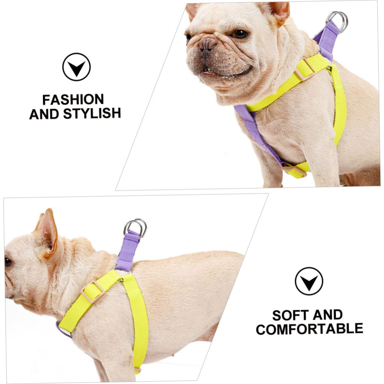 FRCOLOR 3pièces Réglable pour Chien Gilet De Traction Respirant pour Promenade Extérieur Ceinture Sécurisée pour Chiens Design Et sans Laisse