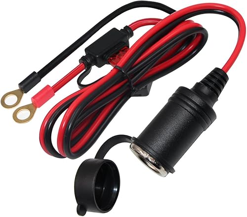 KUNCAN Encendedor de cigarrillos hembra para automóvil a terminal de anillo O  Cable de carga de 12 V-24 V para terminal de ojal, cable de carga de